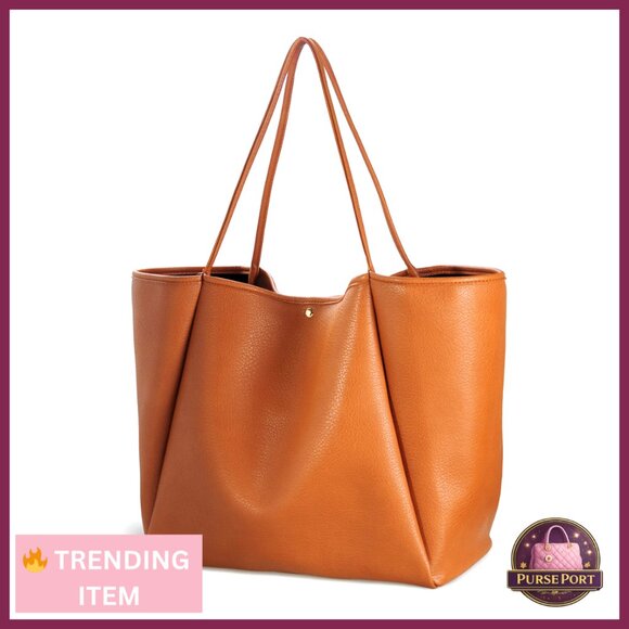 Handbags - Oversize Pu Leather Tote Weekender Bag Travel Purse